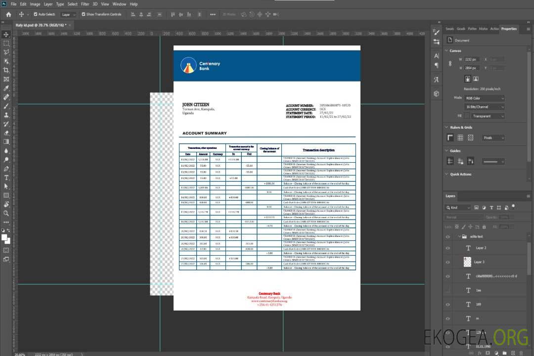 Relevé bancaire du centenaire de l'Ouganda template Relevé bancaire du centenaire de l'Ouganda template